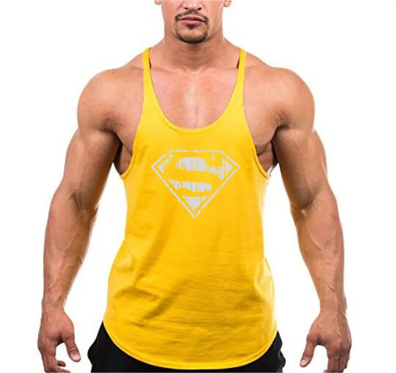 Gym Muscle Fitness Training Running Vest Clothing Tank Top Mens Bodybuilding Sleeveless Singlets Fashion Workout Undershirt