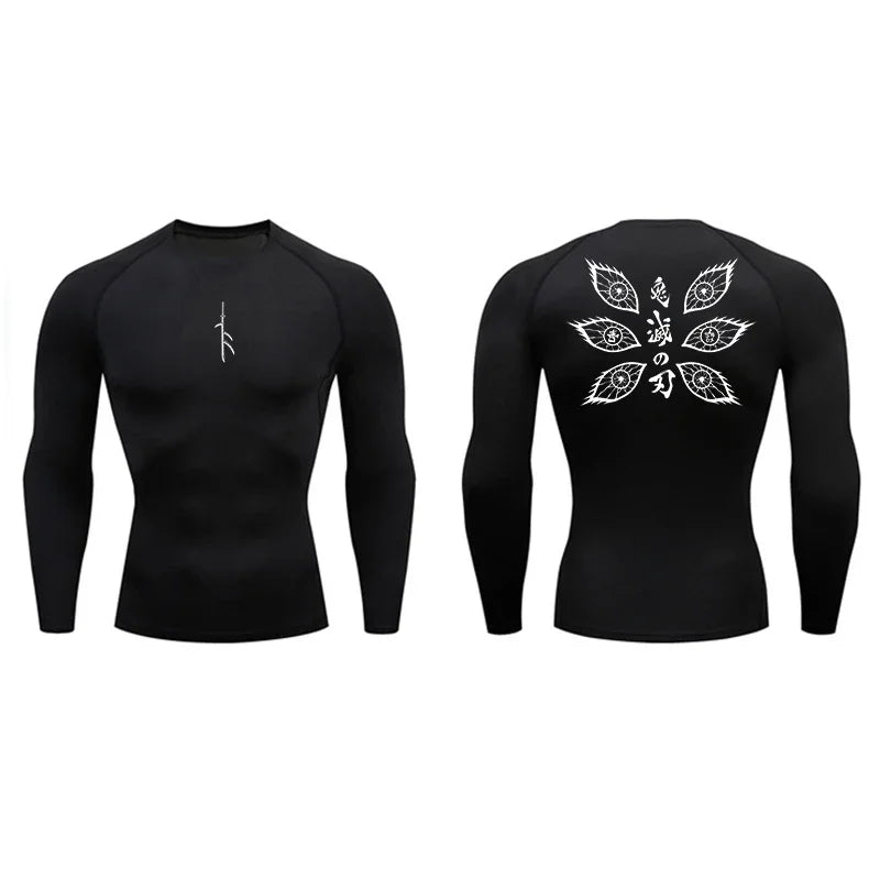 Gym Workout Running T-shirt Men Graphic Print Compression Shirt Breathable T-shirt Top Sports Quick-drying Bottoming Sportswear