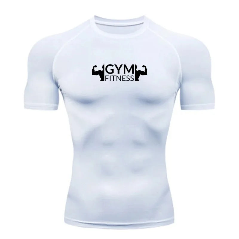 Men's Compression Gym Sportswear Running Breathable Quick Drying Short Sleeved Comfortable Absorbing Tight Fit Fitness T-shirt