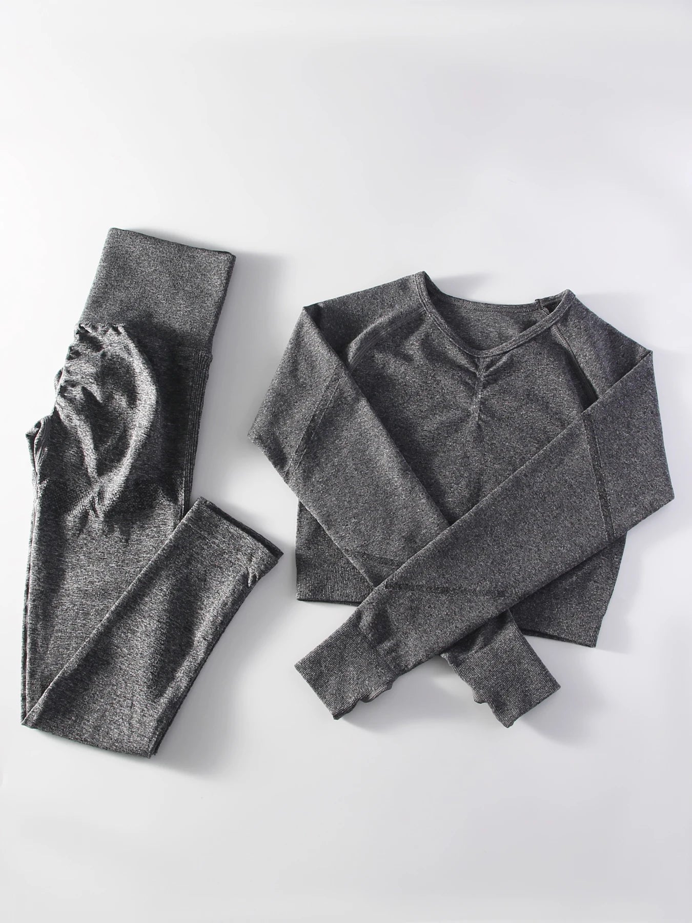 Women's 2 Piece Seamless Yoga Sportswear Set Gym Wear Fitness Wear Short Long Sleeve Top High Waist Leggings Fitness Sportswear