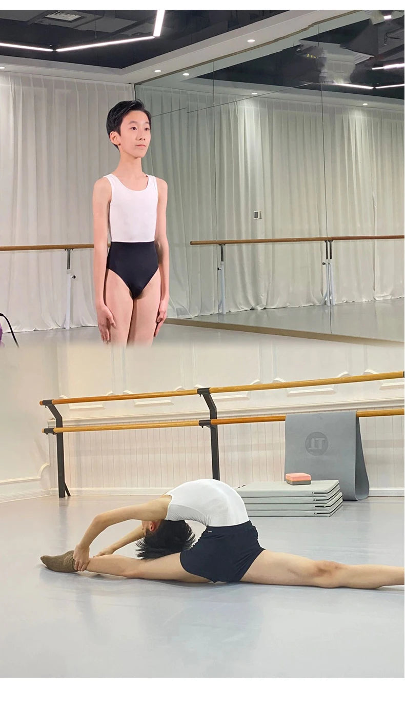 Ballet men's dance wear tights onesies vest nylon color matching training clothing professional gymnastics cloth