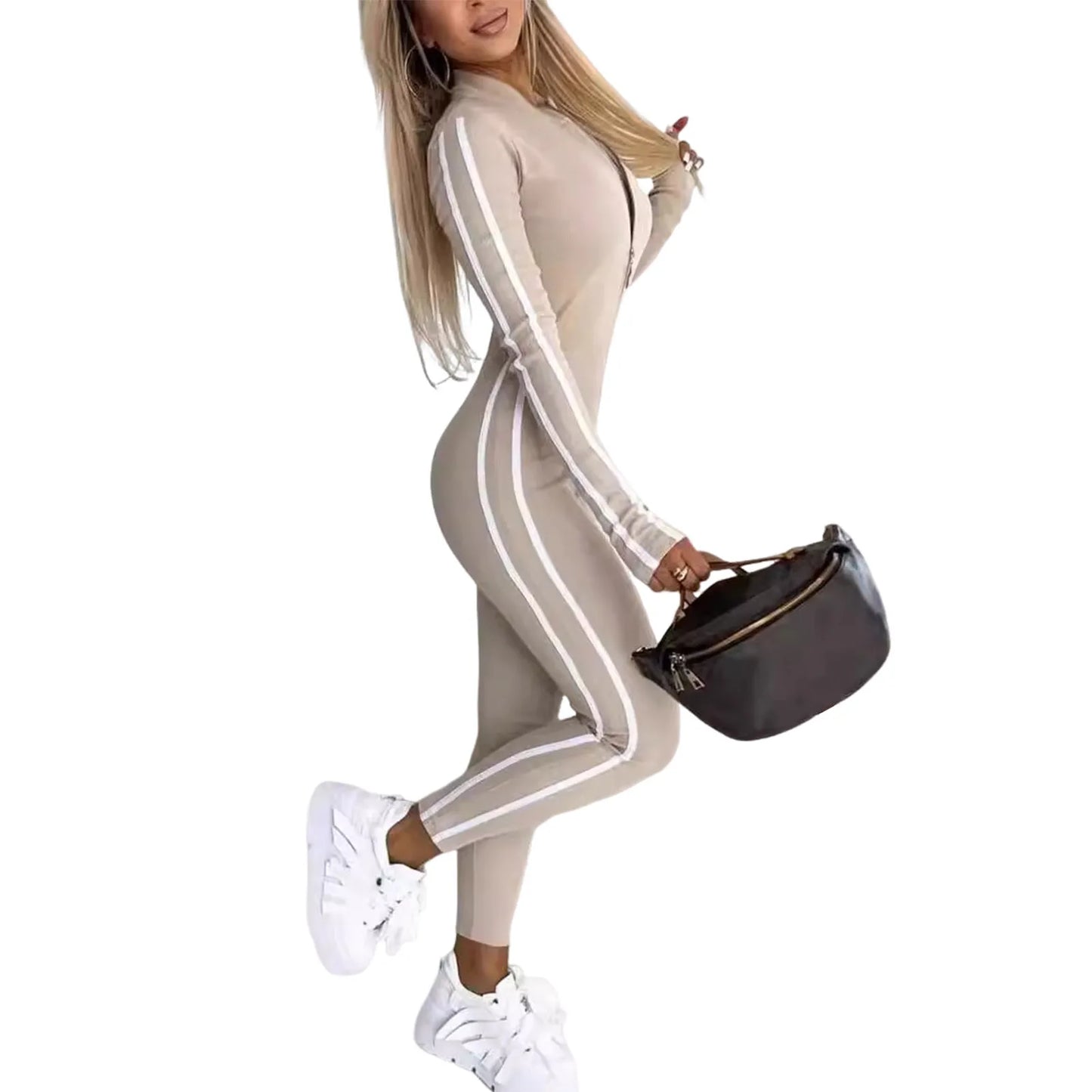 Yoga Set Women's Jumpsuits One-Piece Suit Zipper Short Sleeve Gym Push Up Workout Clothes Fitness Bodysuit Sportswear Tracksuit