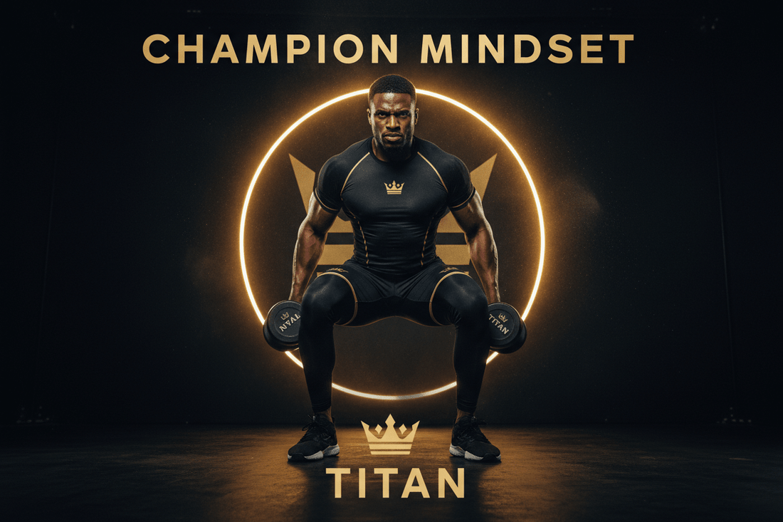 TITAN Crown Edition athlete with champion mindset training in black and gold gear