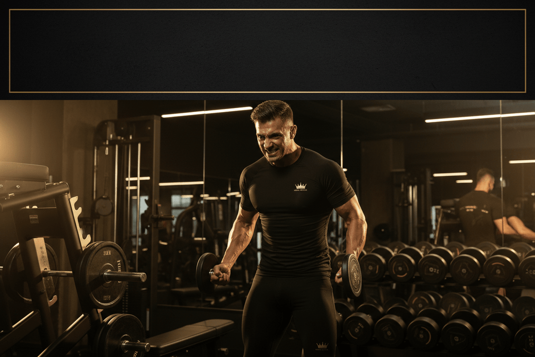 TITAN Crown Edition athlete training with intensity in black and gold gear