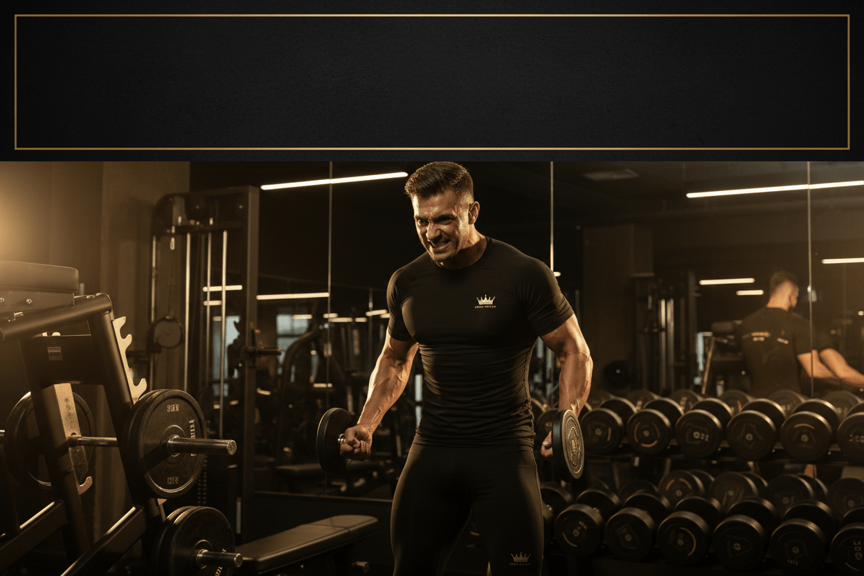 TITAN Crown Edition athlete training with intensity in black and gold gear