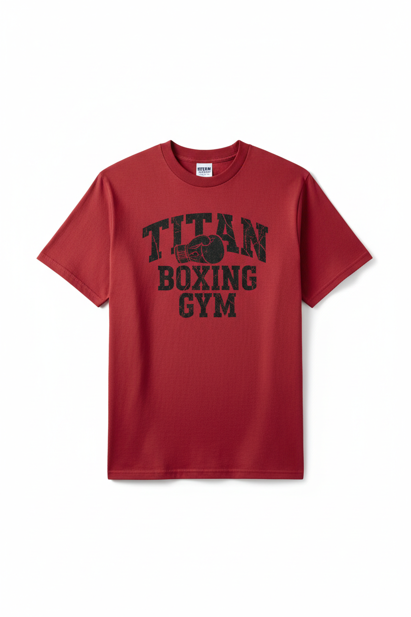 1940s Boxing Gym Tee - Knockout Red