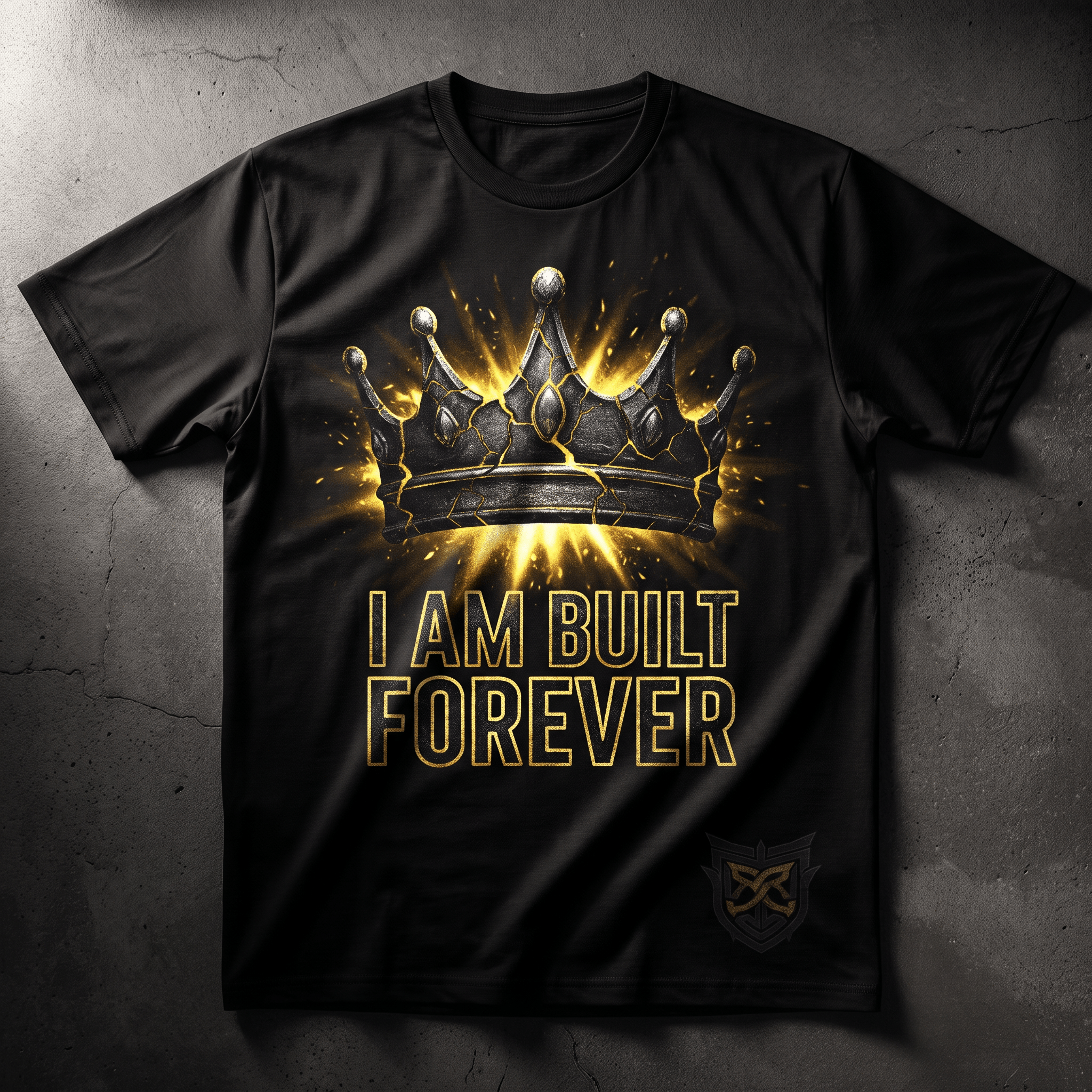 Generated lifestyle image for "Built to Last" Heavyweight Tee — Eternal Crown