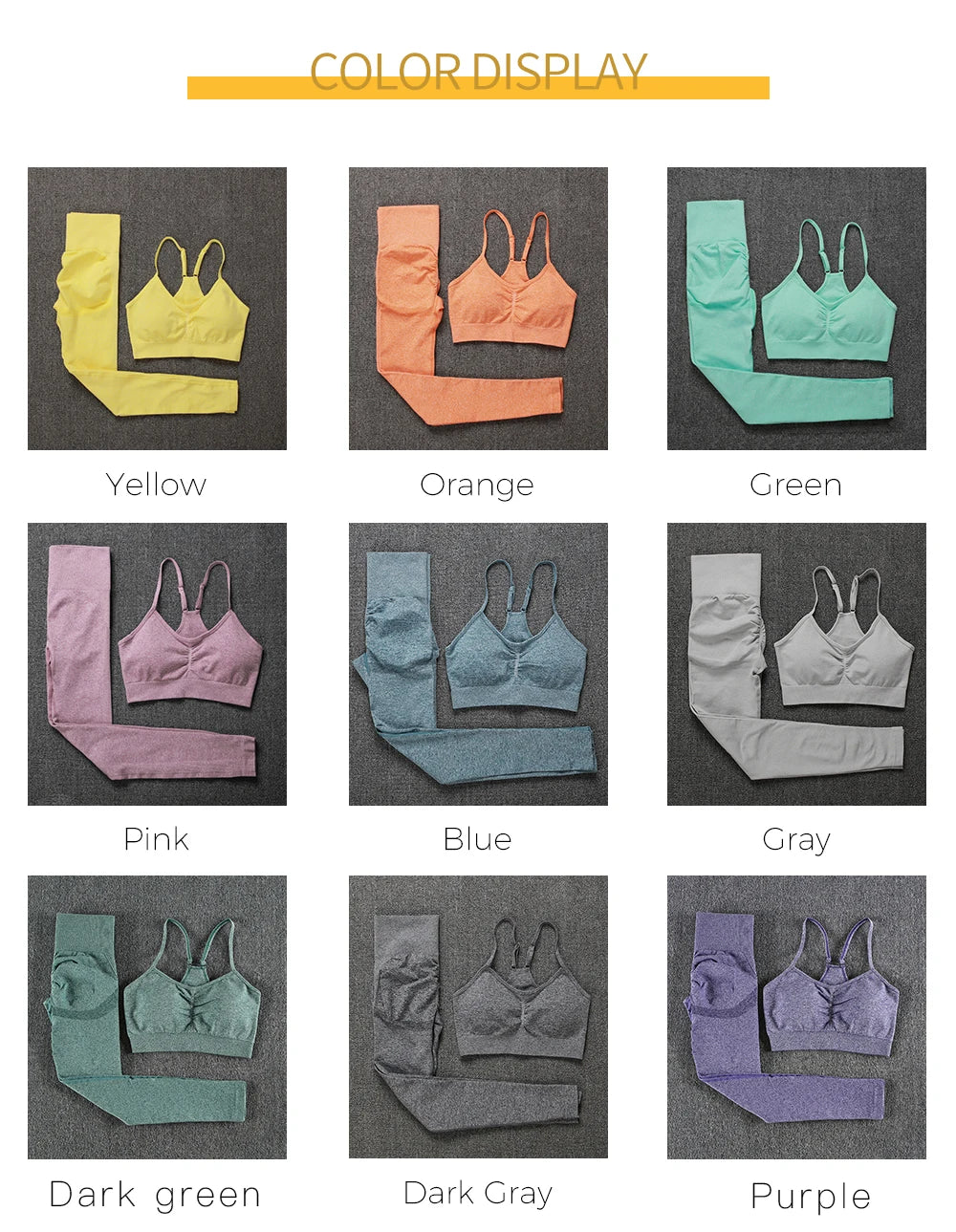 2 Piece Seamless Yoga Set Sports Tracksuit Women Gym Two Piece Set Clothing Fashion Fitness Suits Outfit Bra Leggings Sportswear