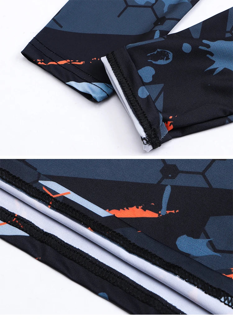 Men's Slim Compression Long Sleeve T-Shirt Gym Fitness Outdoor Running Sun Protection Clothing Breathable Quick-Drying Top