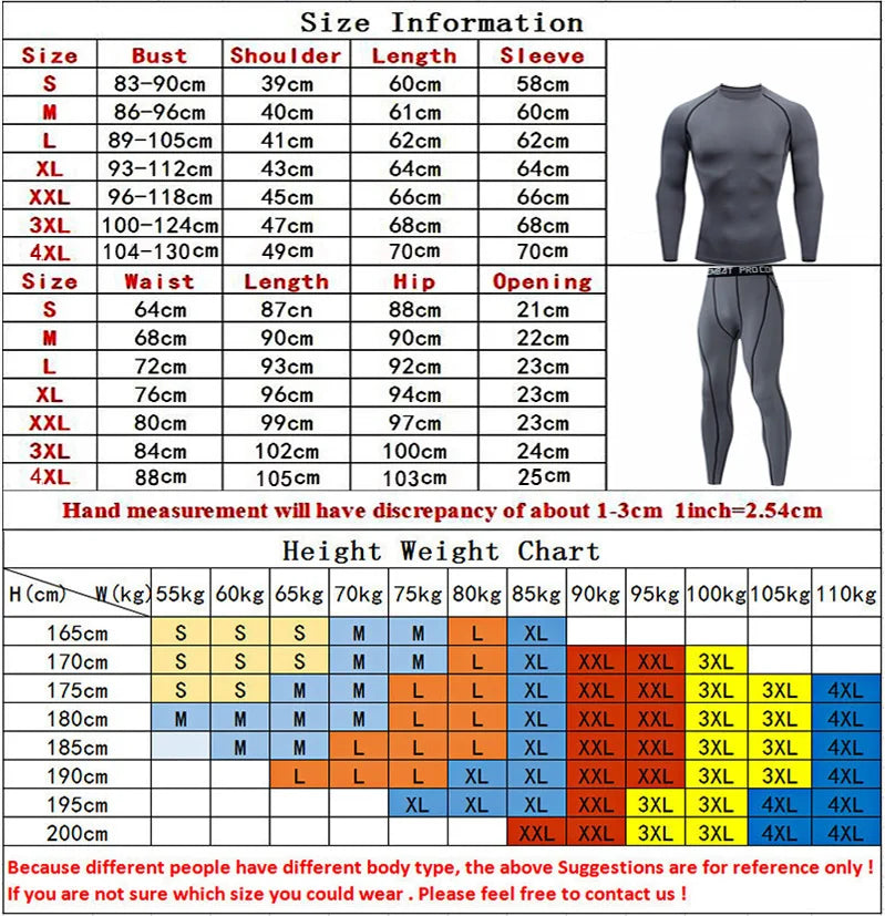 Gym Tight Training Clothing Workout Jogging Sports Set Fitness Men's Compression Thermal Underwear Top Trousers Sportswear