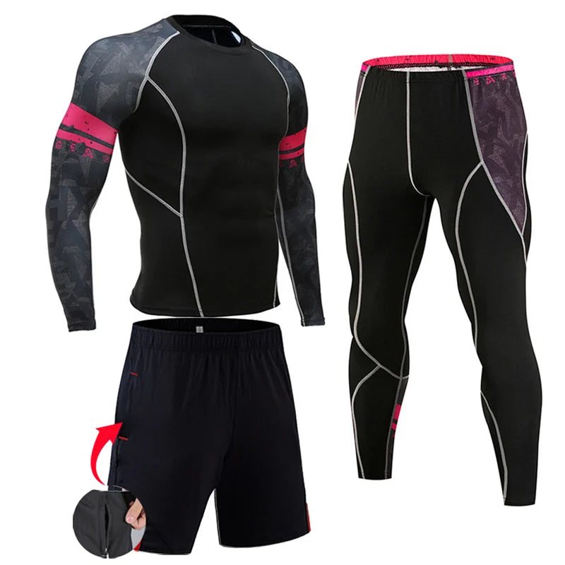 Men's Compression Sportswear Suits Gym Tights Training Clothes Workout Jogging Sports Set Running Rashguard Tracksuit For Men