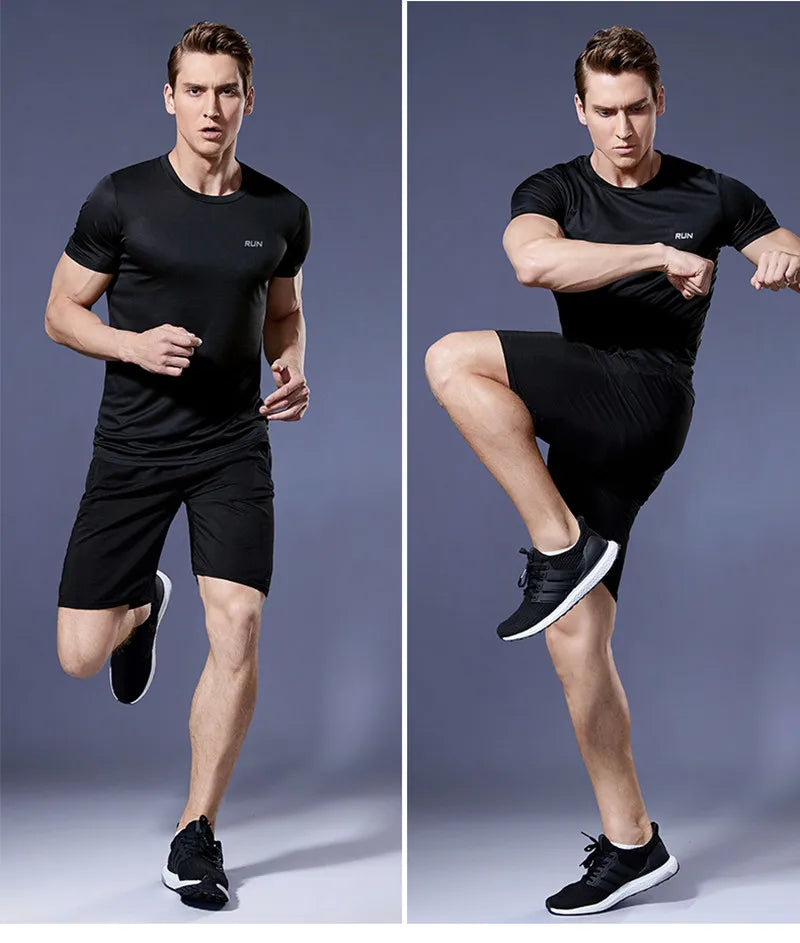 Men's Sportswear Tracksuit Gym Compression Clothing Fitness Running Set Athletic Wear T Shirts Ropa Deportiva Hombre Camisetas