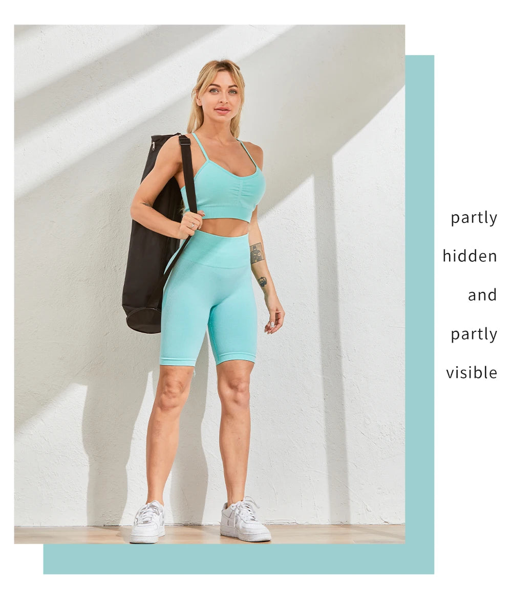 2 Piece Seamless Yoga Set Sports Tracksuit Women Gym Two Piece Set Clothing Fashion Fitness Suits Outfit Bra Leggings Sportswear