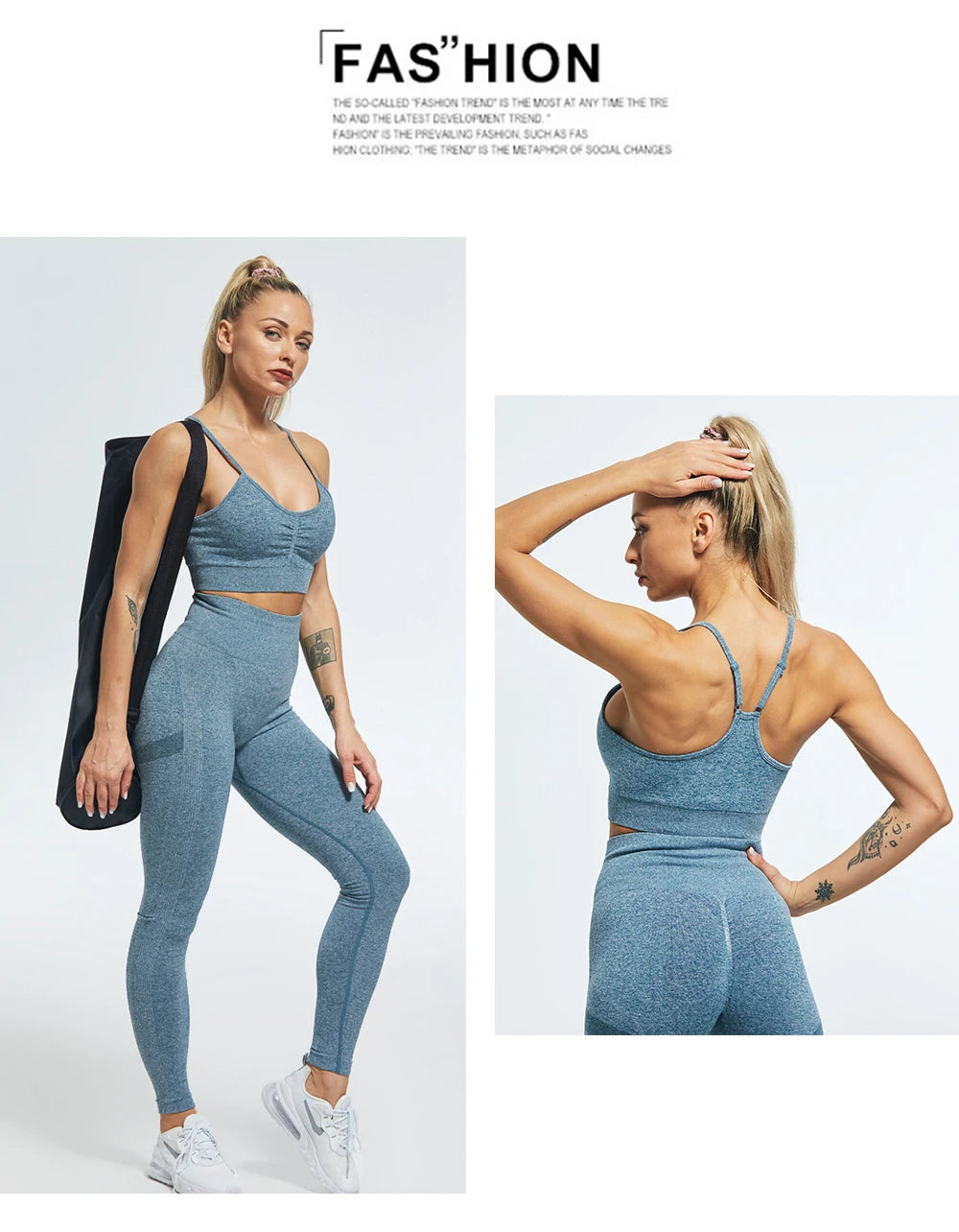 2 Piece Seamless Yoga Set Sports Tracksuit Women Gym Two Piece Set Clothing Fashion Fitness Suits Outfit Bra Leggings Sportswear