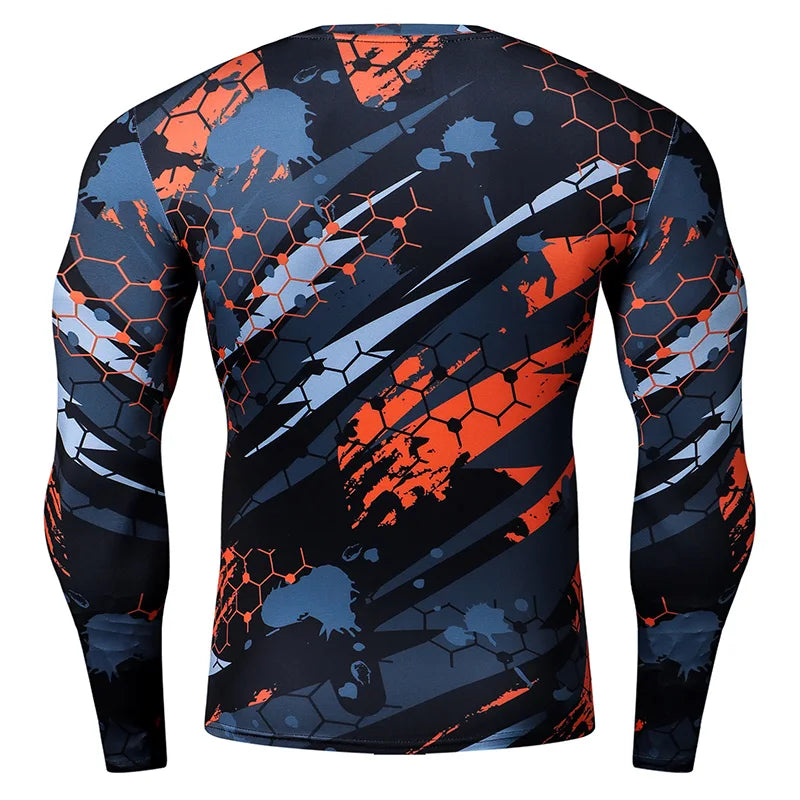 Men's Slim Compression Long Sleeve T-Shirt Gym Fitness Outdoor Running Sun Protection Clothing Breathable Quick-Drying Top