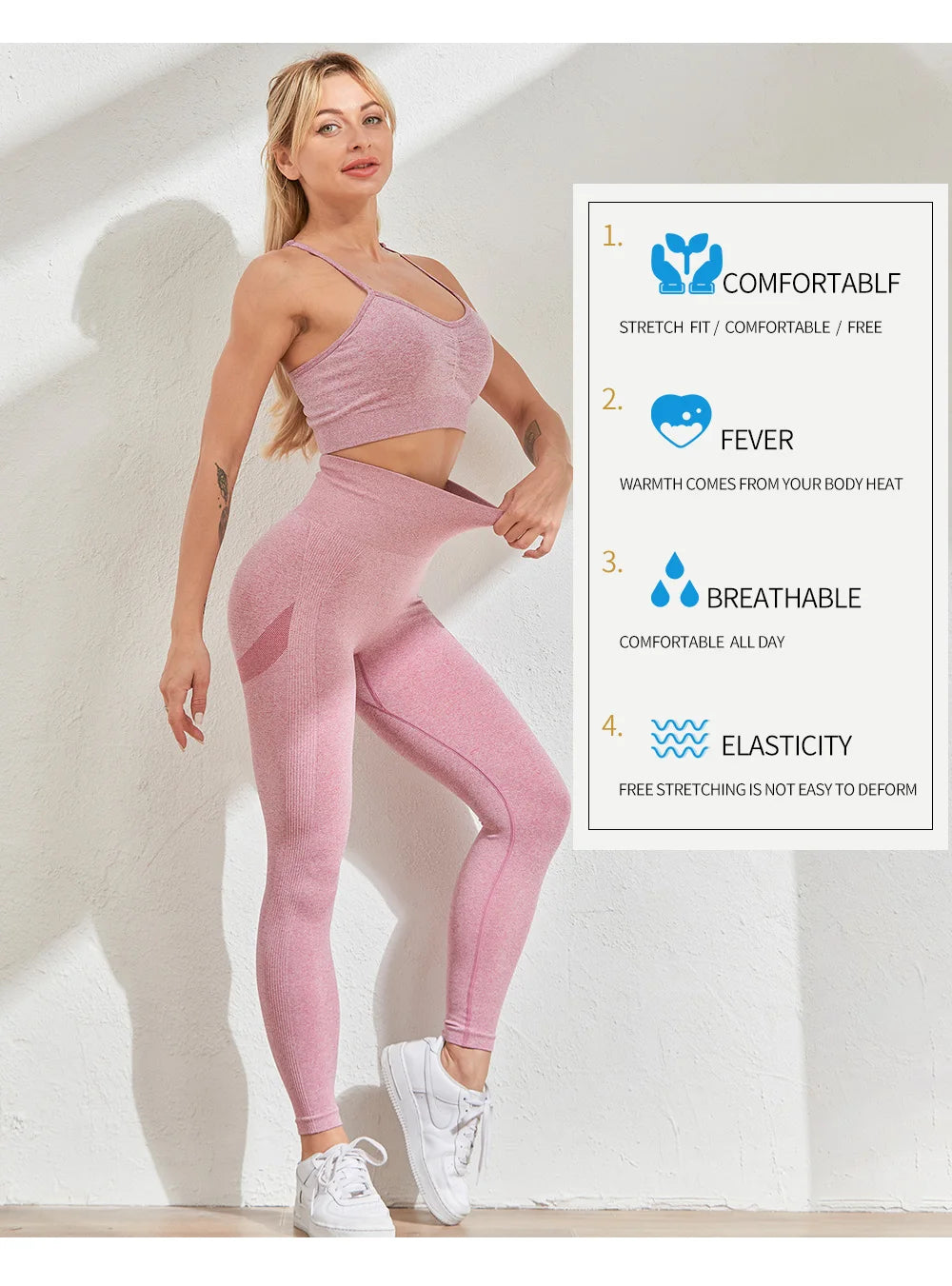 2 Piece Seamless Yoga Set Sports Tracksuit Women Gym Two Piece Set Clothing Fashion Fitness Suits Outfit Bra Leggings Sportswear