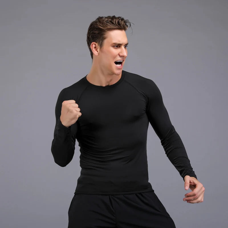 Gym Tight Training Clothing Workout Jogging Sports Set Fitness Men's Compression Thermal Underwear Top Trousers Sportswear