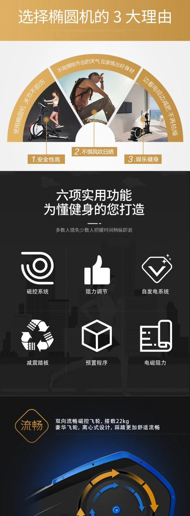 GYM Elliptical SRJOINFIT Commercial Indoor Fitness Equipment OEM Elliptical Instrument Space Walk Machine Gymnasium