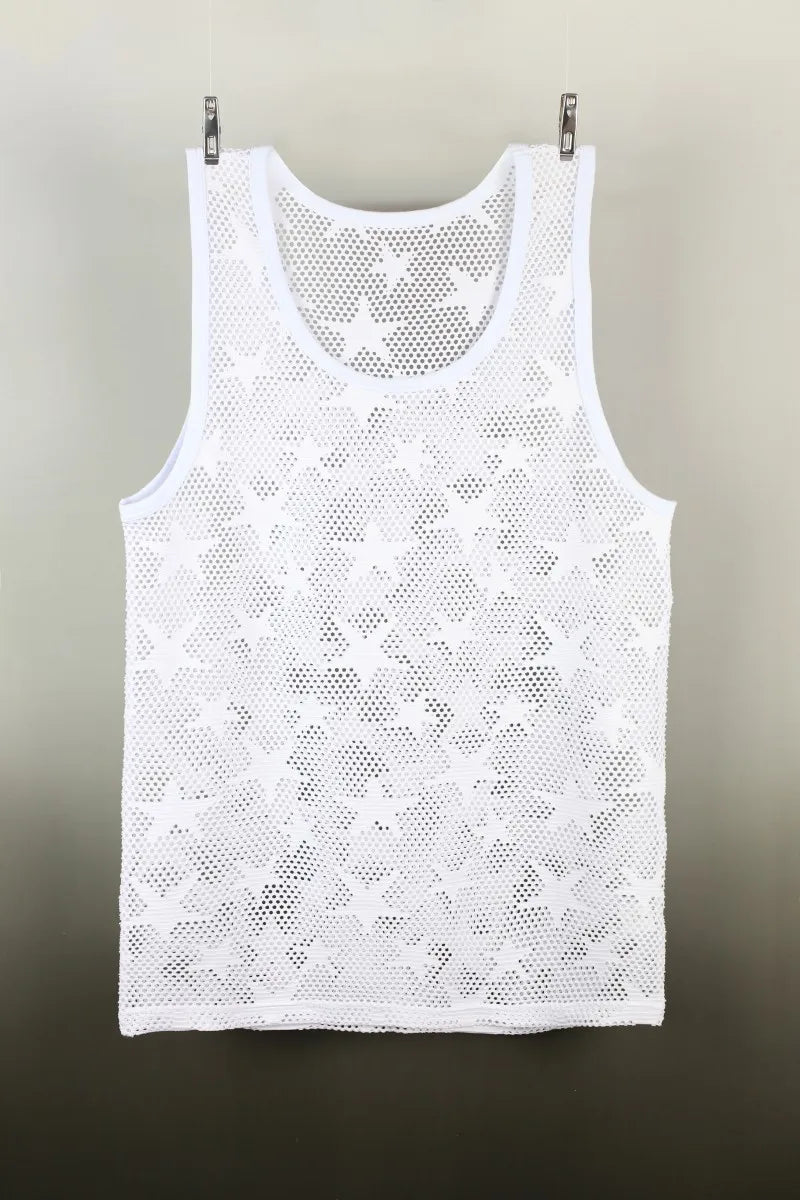 Men's Shirt Tank Top Gym Clothing Bodybuilding Mesh See Through Fitness Shirt Breathable Ropa Interior Singlet Erkek Giyim