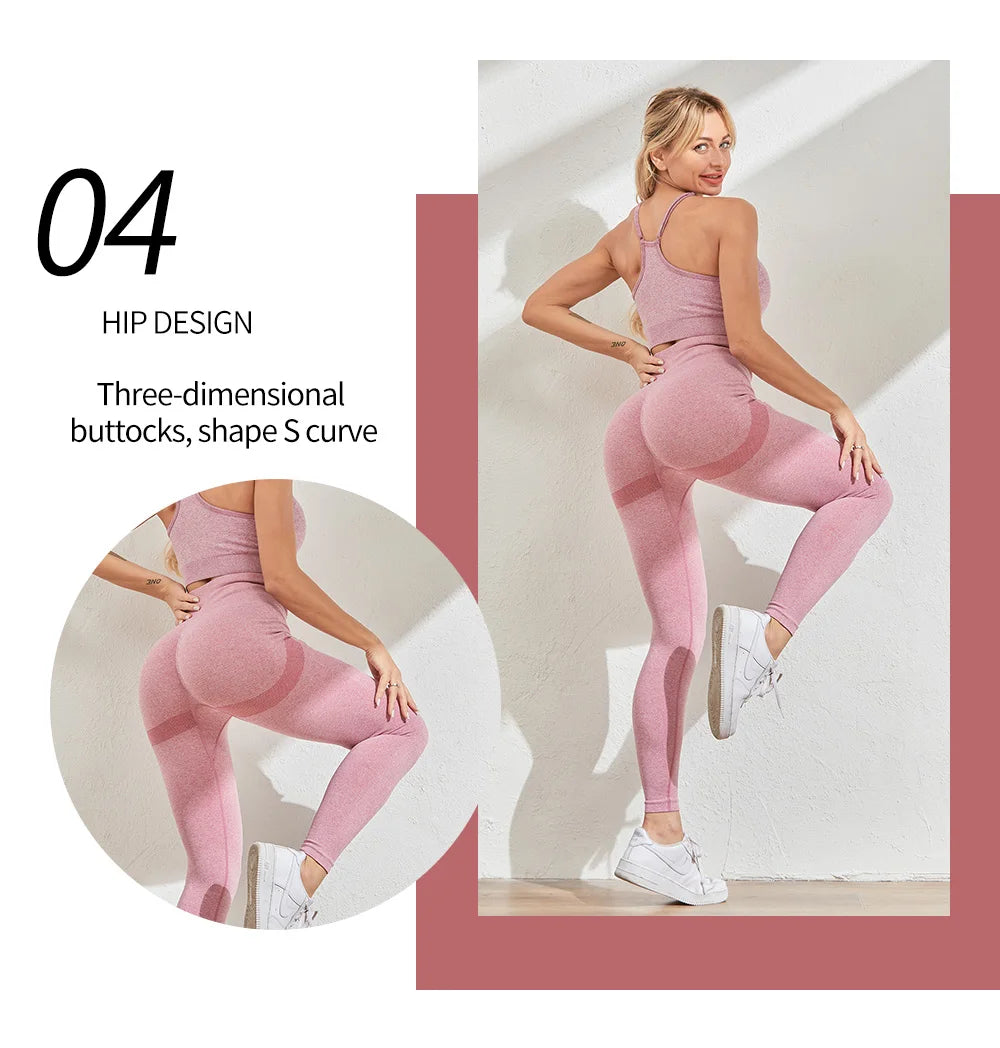2 Piece Seamless Yoga Set Sports Tracksuit Women Gym Two Piece Set Clothing Fashion Fitness Suits Outfit Bra Leggings Sportswear
