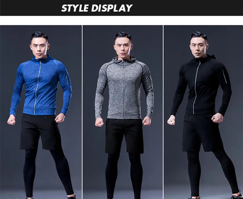 Men's Fitness Sportswear Winter Running Jacket Tight Wear Sport Top Coat Gym Clothing Sweatshirt Training Running Jersey Outfits