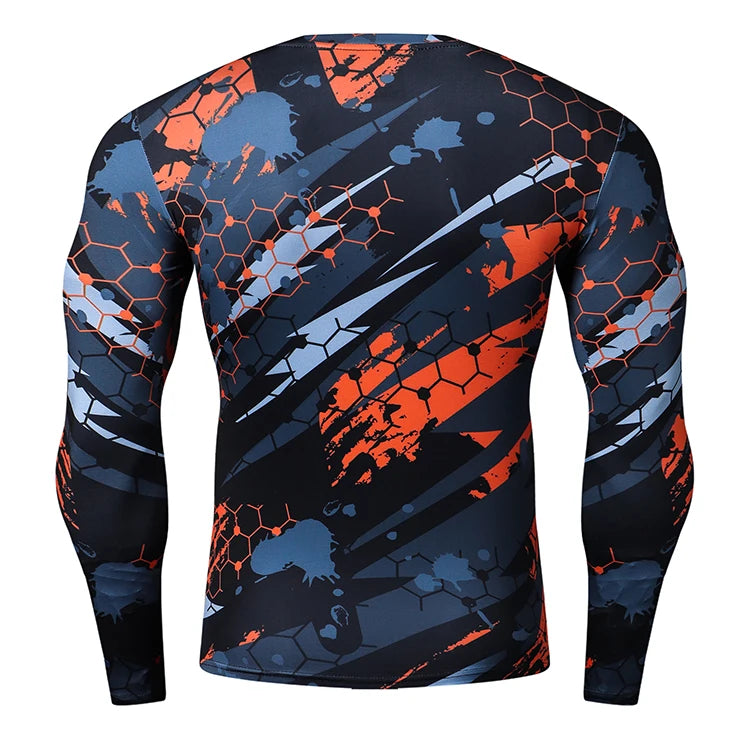 Men's Slim Compression Long Sleeve T-Shirt Gym Fitness Outdoor Running Sun Protection Clothing Breathable Quick-Drying Top