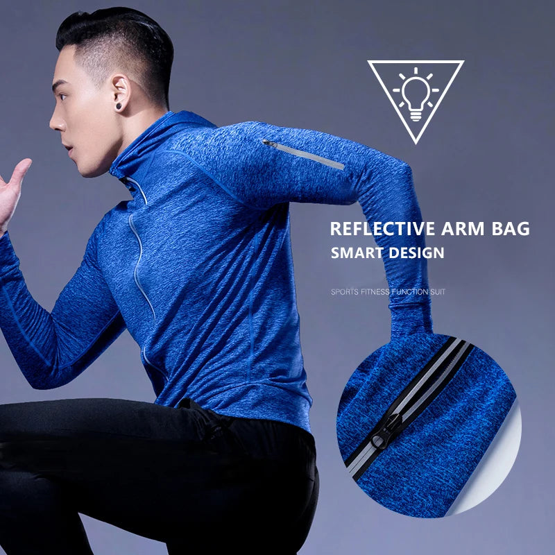 Men's Fitness Sportswear Winter Running Jacket Tight Wear Sport Top Coat Gym Clothing Sweatshirt Training Running Jersey Outfits