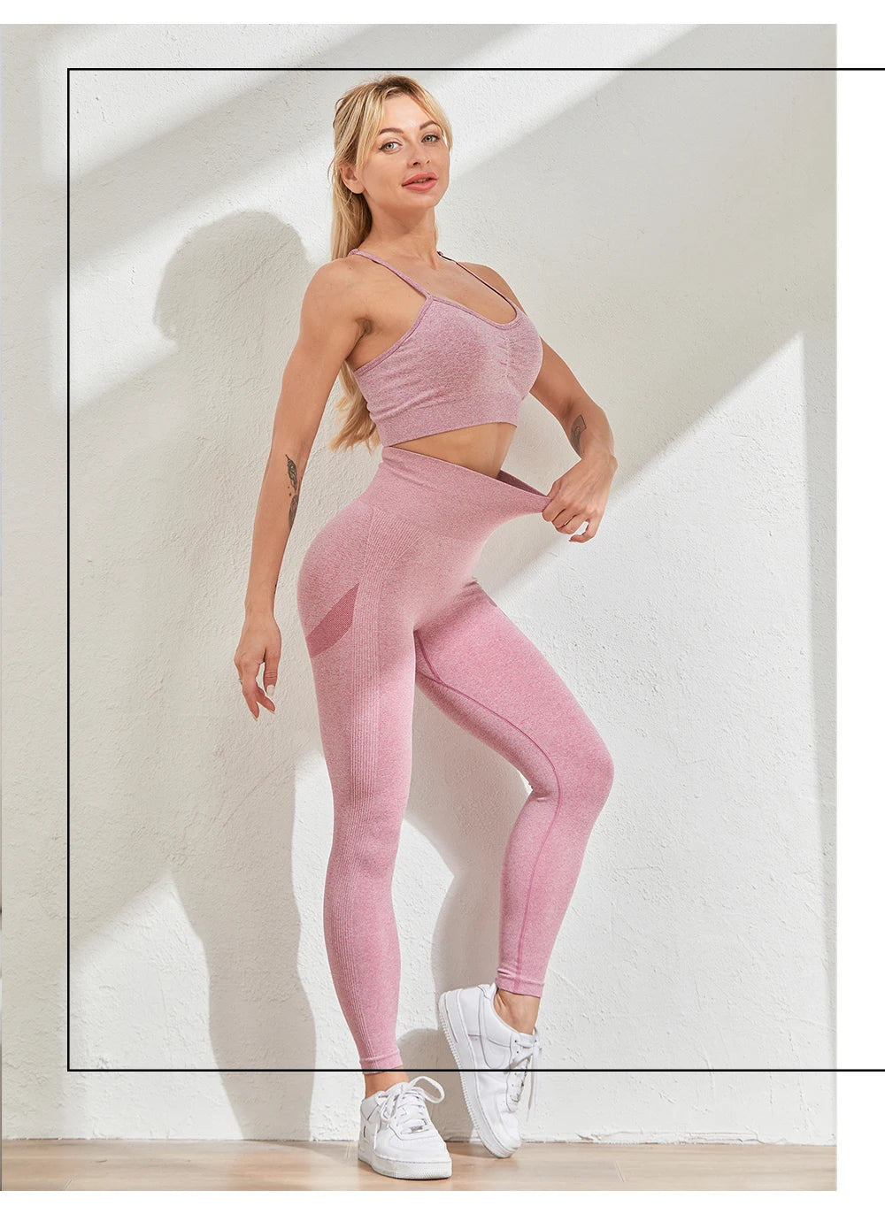 2 Piece Seamless Yoga Set Sports Tracksuit Women Gym Two Piece Set Clothing Fashion Fitness Suits Outfit Bra Leggings Sportswear