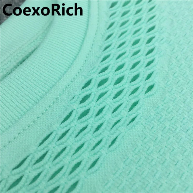 Yoga Set Women Fitness Gym Clothing Sport Suit Seamless Hollow Out Long Sleeve Crop Top High Waist Workout Leggings Sportwear