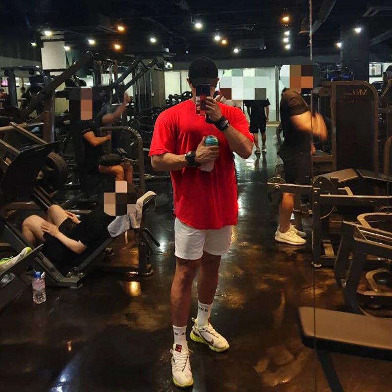 Oversized Gym Clothing Fitness Mens T Shirt Street Hip Hop Sportswear Loose Half Sleeve T-shirt Muscle Man Bodybuilding Tshirt