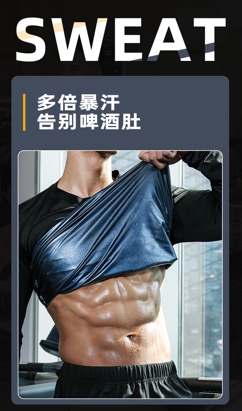 Sauna Suit Men Anti Rip Sweat Suits Gym Boxing Workout Jackets Waist Vest Trainer Workout Exercise Fitness Gym Long Sleeve Shirt