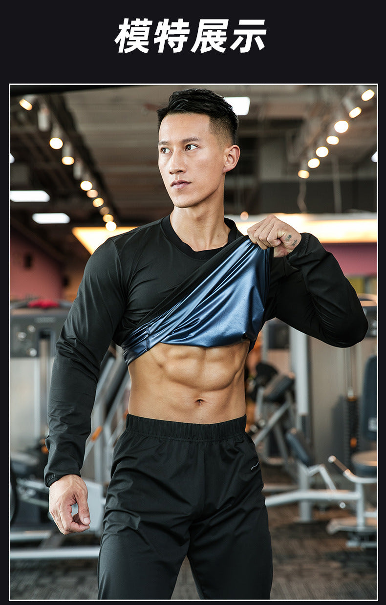 Sauna Suit Men Anti Rip Sweat Suits Gym Boxing Workout Jackets Waist Vest Trainer Workout Exercise Fitness Gym Long Sleeve Shirt