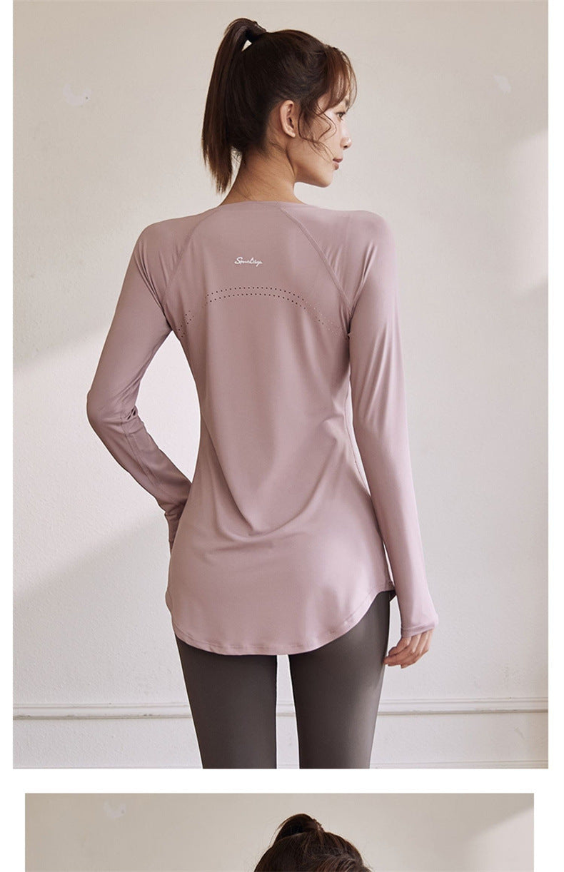 Sportswear Woman Gym 2025 Yoga Clothes Women Butt Cover Short Sleeve T-Shirt Quick Dry Fitness Top Breathable Slim Running Shirt