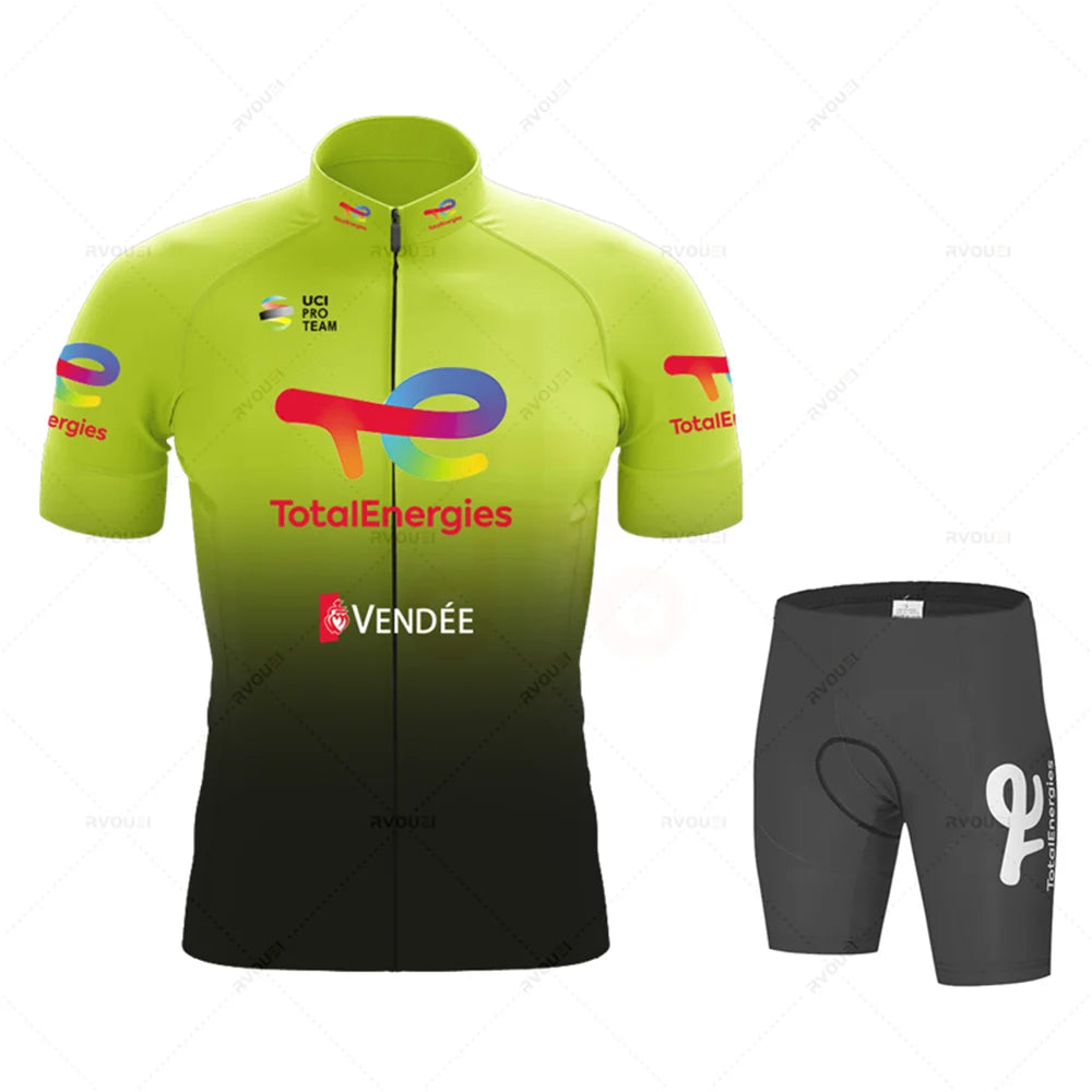 Cycling Clothing Sets for Men, Breathable Anti-UV Bicycle Wear, Short Sleeve Bike Jersey, Summer, New, Total Energies, 2025