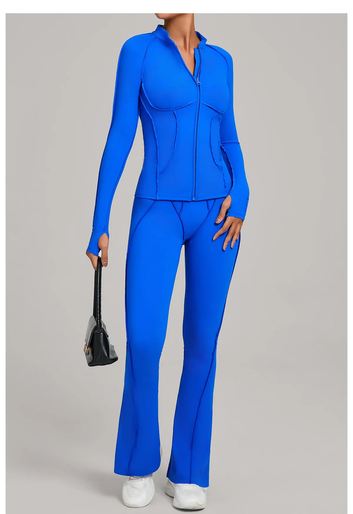 Gym Yoga Outfit for Women Autumn Winter Zipper Long Sleeve Fitness Suit Daily Casual Running Fitness Sportswear Two-Piece Sets