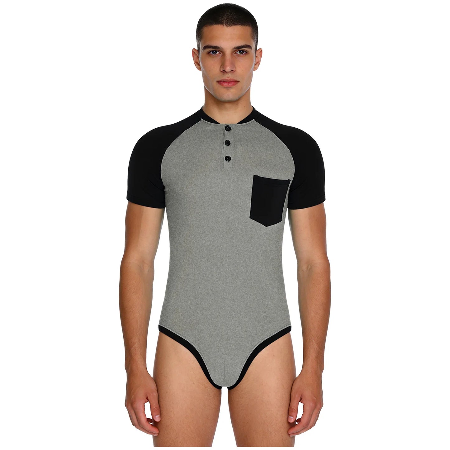 Men Adult Bodybuilding Wrestling Bodysuit Short Sleeve Slim Fit Shirt Jumpsuit for Daily Casual Workout Gym Sports Outfits