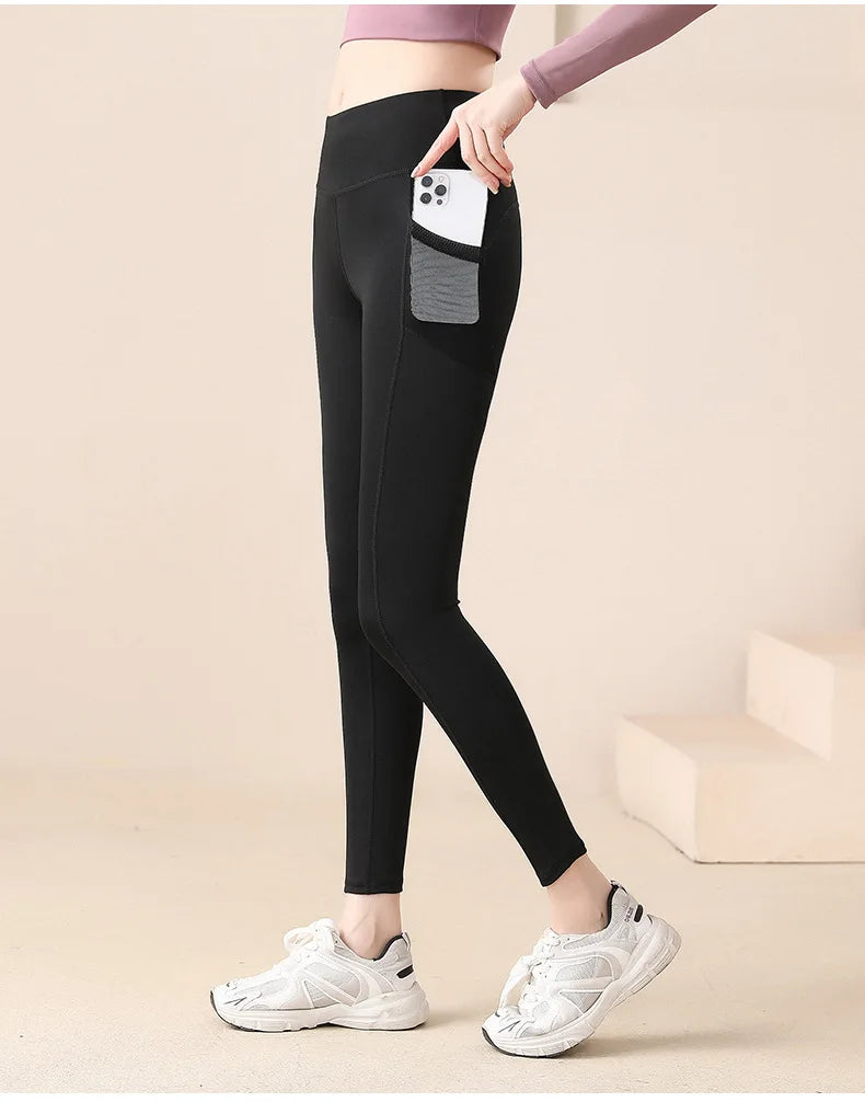 High Waist Jogger Mesh Side Pocket Fitness Gym Legging Sport Outfit for Woman Yoga Wear Tight Gym Workout Running Bike Clothing