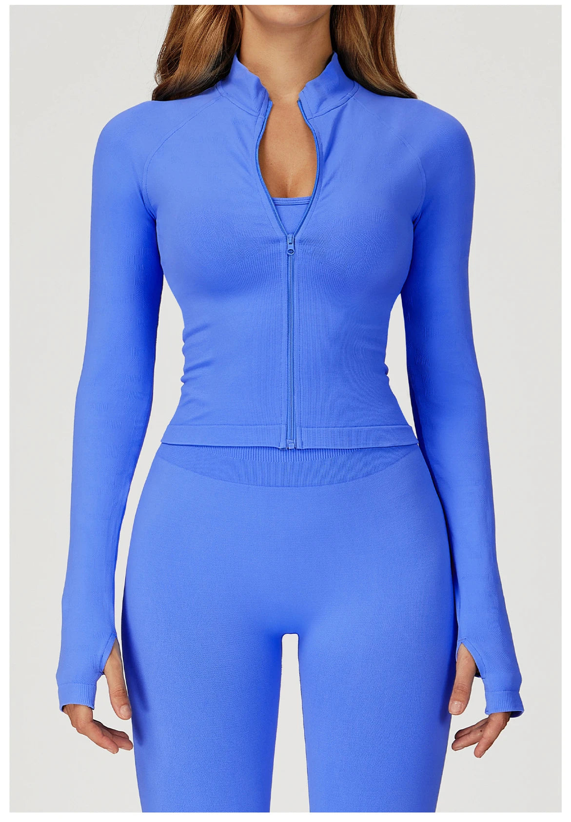 Seamless 2 Pieces Yoga Suit Sports Outfits Women Gym Set Women Tracksuit Running Workout Long Sleeve Sports Shirt Yoga Clothing
