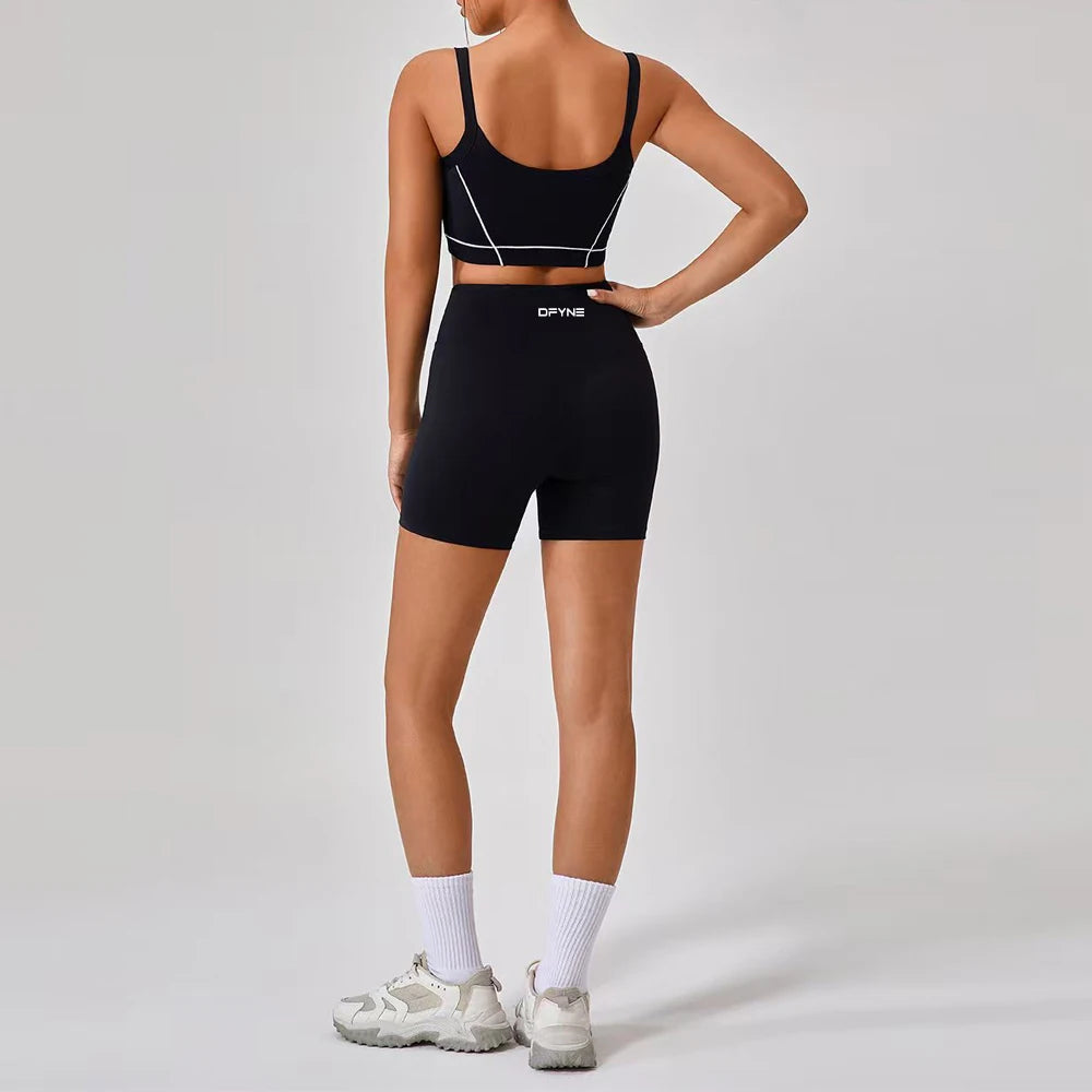 Yoga Set 2 Pieces Workout Outfits Fitness Sportswear Gym Tracksuit High Waist Leggings Sports Bra Wear Women Cycling Set