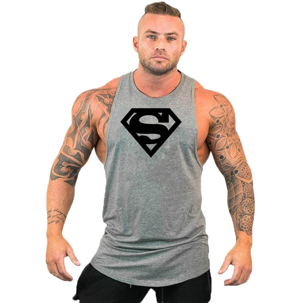 Men's Clothing Bodybuilding and Fitness Stringer Singlets Tank Top Vest Sleeveless Sweatshirt Workout Shirt Undershirt Gym Gyms