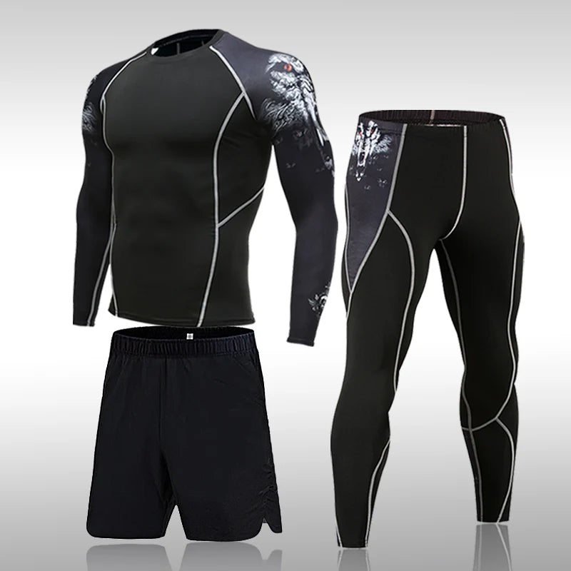 Men's Compression Sport Suits Gym Tights Training Clothes Workout Jogging Set Running Rashguard Tracksuit Sportswear For Men