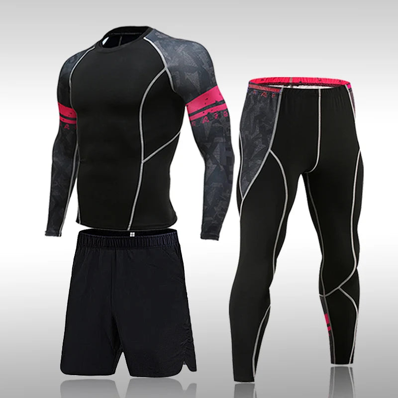 Men's Compression Sport Suits Gym Tights Training Clothes Workout Jogging Set Running Rashguard Tracksuit Sportswear For Men