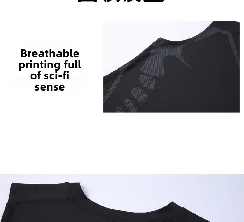 Men's Fitness Clothing Short Sleeve Sleeveless Tight Shirt Running Basketball Training Top Gym Vest Style Lightweight