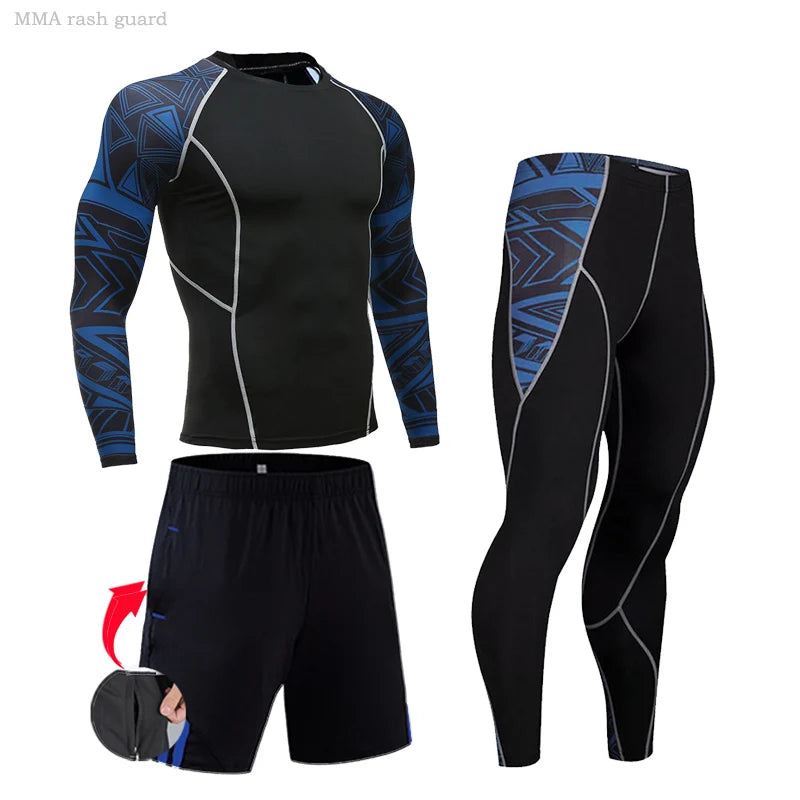 Men's Compression Sportswear Suits Gym Tights Training Clothes Workout Jogging Sports Set Running Rashguard Tracksuit For Men