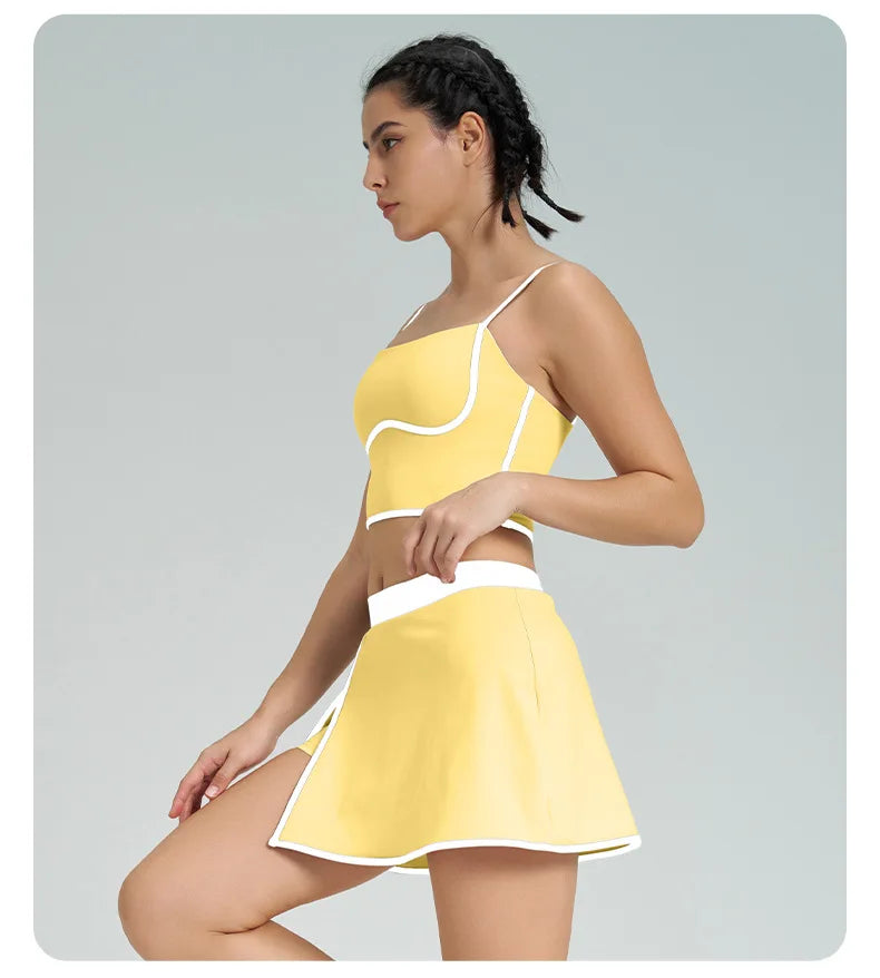 Women Gym Sports Sets Bra with Pad and Shorts Skirts Gym Biker Outdoor Training Good Elastic Athletic Yoga Vets Tights Suits