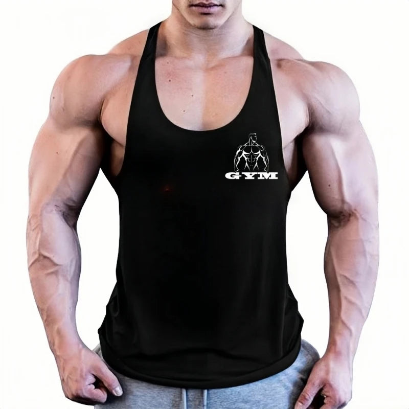 Men's Sleeveless Gym Y-Back Vest, Movement-Friendly Cotton Athletic Undershirt for Muscle Training & Fitness Workout
