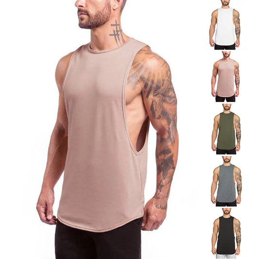 Men Bodybuilding Sleeveless Vest Casual Gym Tank Top Cotton White t Shirt Quick Dry Sport Fitness Singlets Vest Man Gym Clothing
