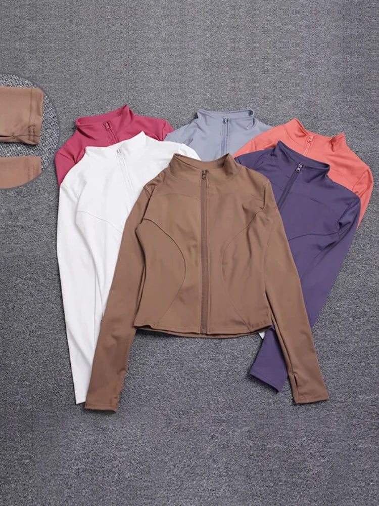 Sport Jacket Yoga Tops Women's Costume Long Sleeve Gmy Shirt Workout Coat Gym Training Woman Clothing Sportswear 2025 Summer