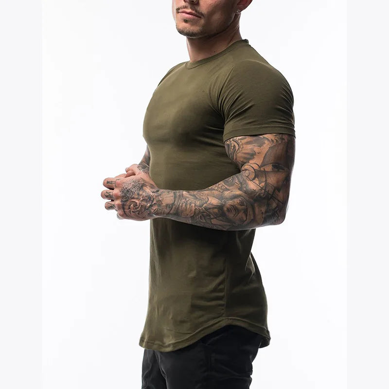 Gym Clothing Sports T Shirt Men Cotton Breathable Fitness Mens Short Sleeve T-shirt Running Tshirt Summer Tight Tee Shirt homme