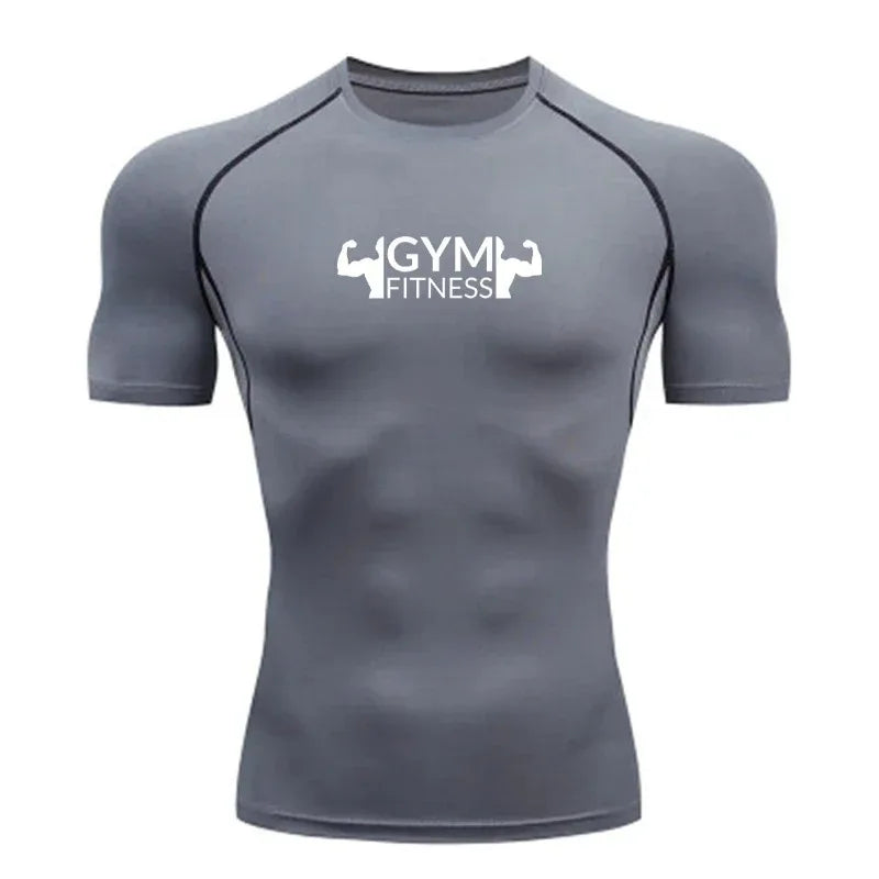 Men's Compression Gym Sportswear Running Breathable Quick Drying Short Sleeved Comfortable Absorbing Tight Fit Fitness T-shirt